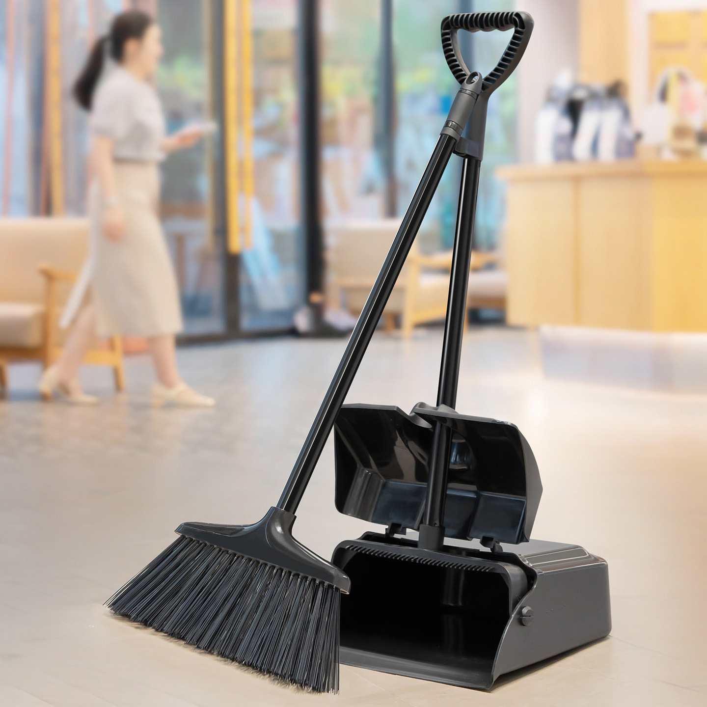 Outdoor courtyard broom and dustpan set, cleaning and sanitation sweeping broom, hotel and restaurant windproof garbage shovel