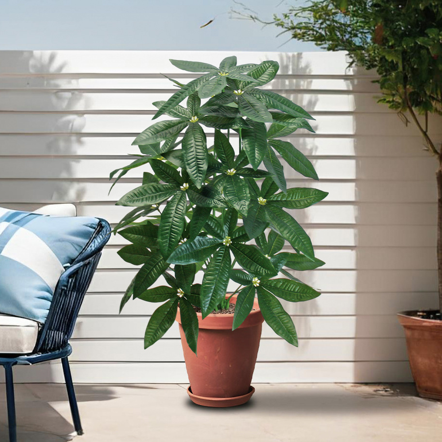 Artificial green plants such as the money tree for the entrance decoration, PVC plastic artificial plants for the living room floor decoration Specification image