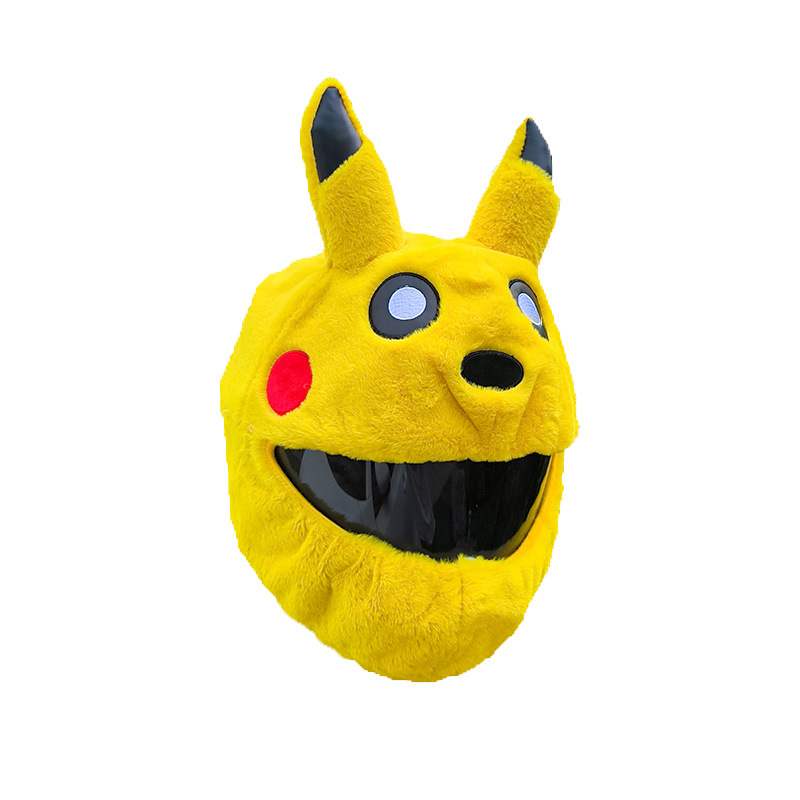 Cartoon outdoor cycling mask, Pikachu plush, personalized and fashionable helmet cover, motorcycle safety helmet protective cover for protection Item Picture