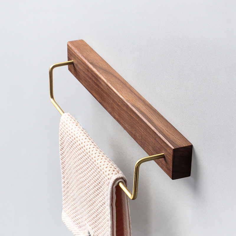 Wooden towel rack, kitchen non-drilling retractable hanging rack, towel storage rack Application Scenario