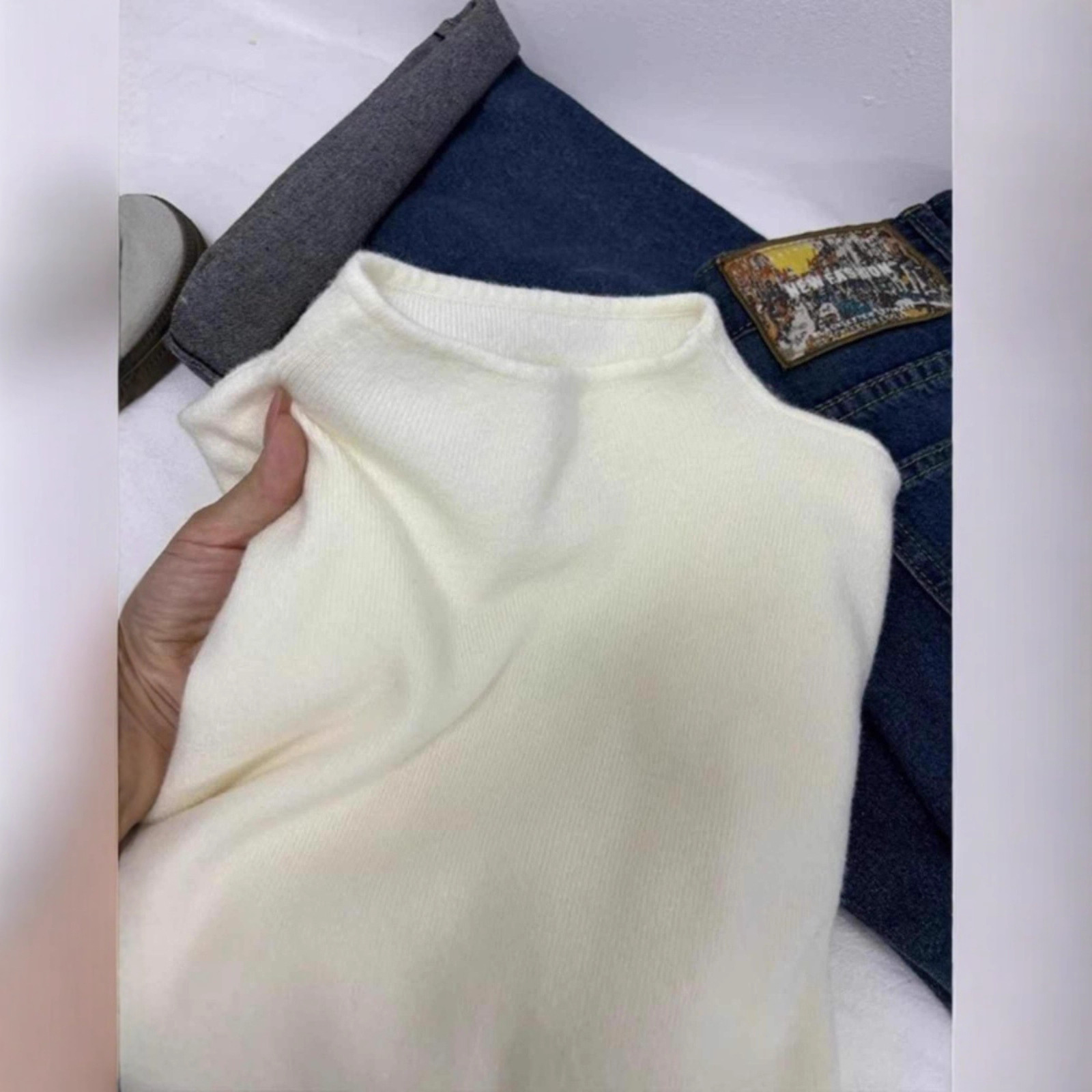秋冬小立领奶fufu软糯打底针织衫大码胖mm女毛衣韩版简约内搭上衣细节图