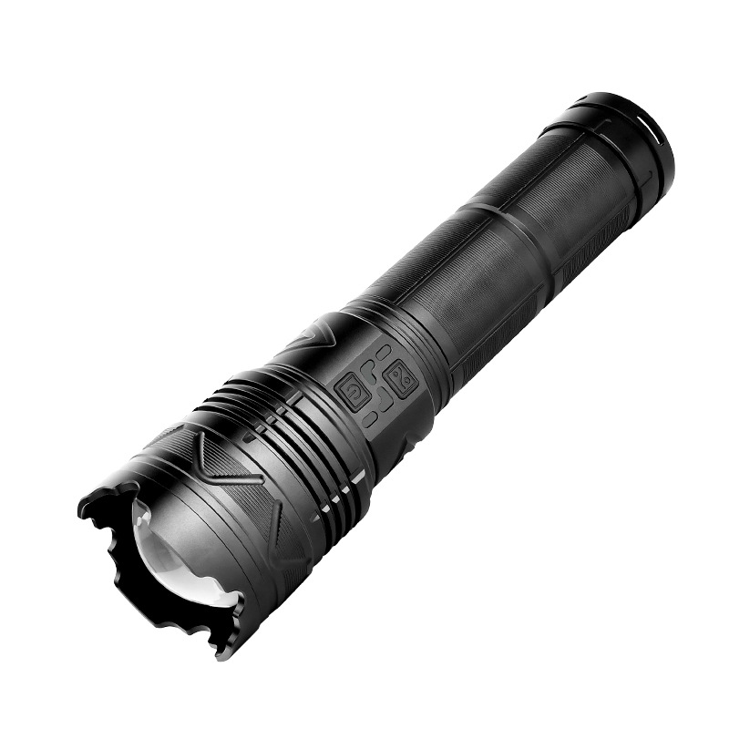 Douyin White Laser Sky-Piercing Cannon Alloy Flashlight Input Type-C telescopic Zoom high-intensity mobile phone Charging flashlight Item Picture