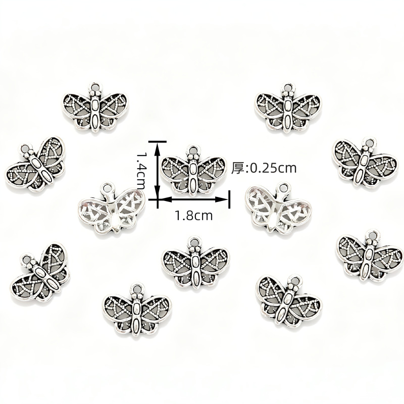 Retro alloy butterfly and dragonfly pendants, dragonfly and butterfly pendants, DIY handmade bracelets, necklaces, accessories wholesale Specification image