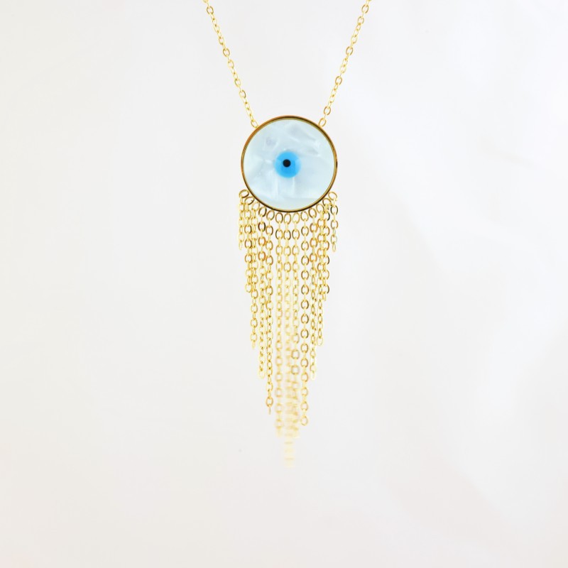 New personalized and trendy titanium steel blue-eye necklace for women, a cross-border live-streaming bestseller jewelry wholesale Item Picture