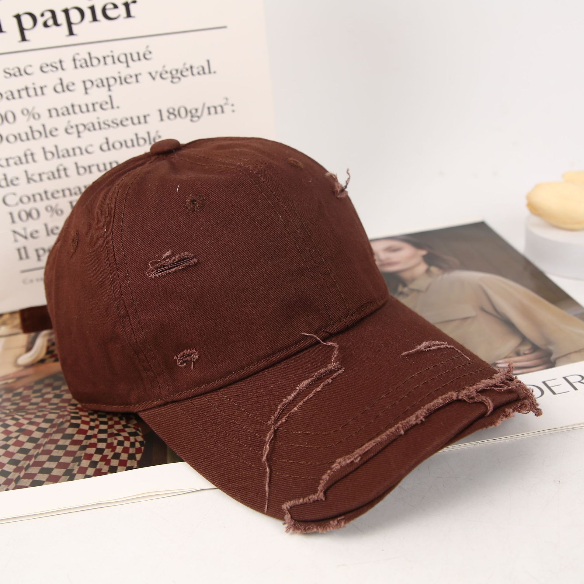 Cross-border retro and unique perforated baseball cap for men and women, ins summer trend hip-hop versatile soft top curved brim sunshade baseball cap Application Scenario