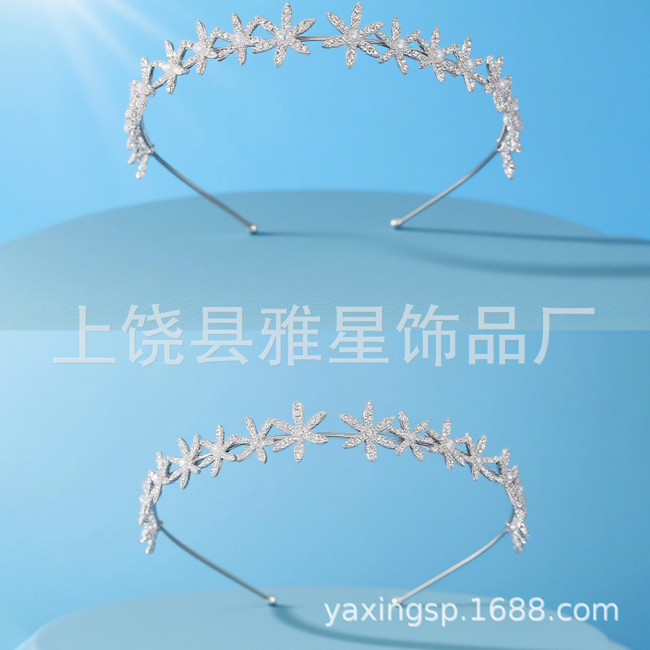 Fashionable rhinestone bride's wedding crown headband alloy flower wedding accessories photo shoot wedding dress headwear accessories for women