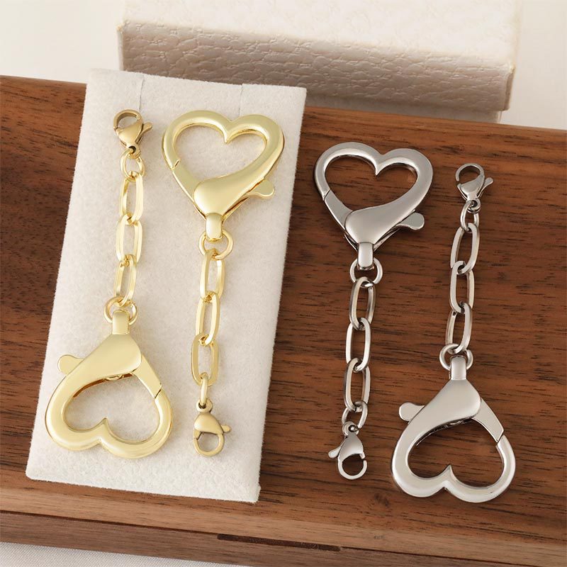 Honglu Metal High Color Retention 18K Gold Heart Lobster clasp accessory heart keychain DIY Accessory Set
