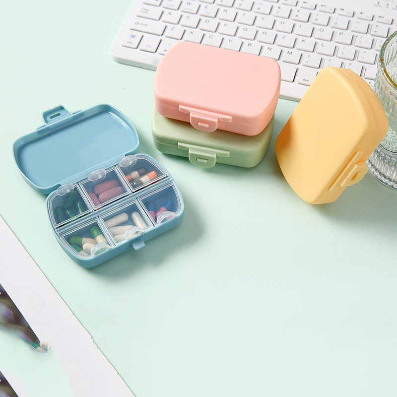 现货便携6格药盒药品收纳盒一周药丸盒分装盒小药盒随身药丸盒