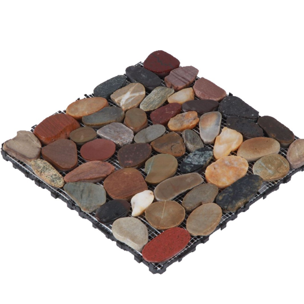 天然石材圆床垫石板地垫组合舒适耐用家用装饰风格简约白底实物图