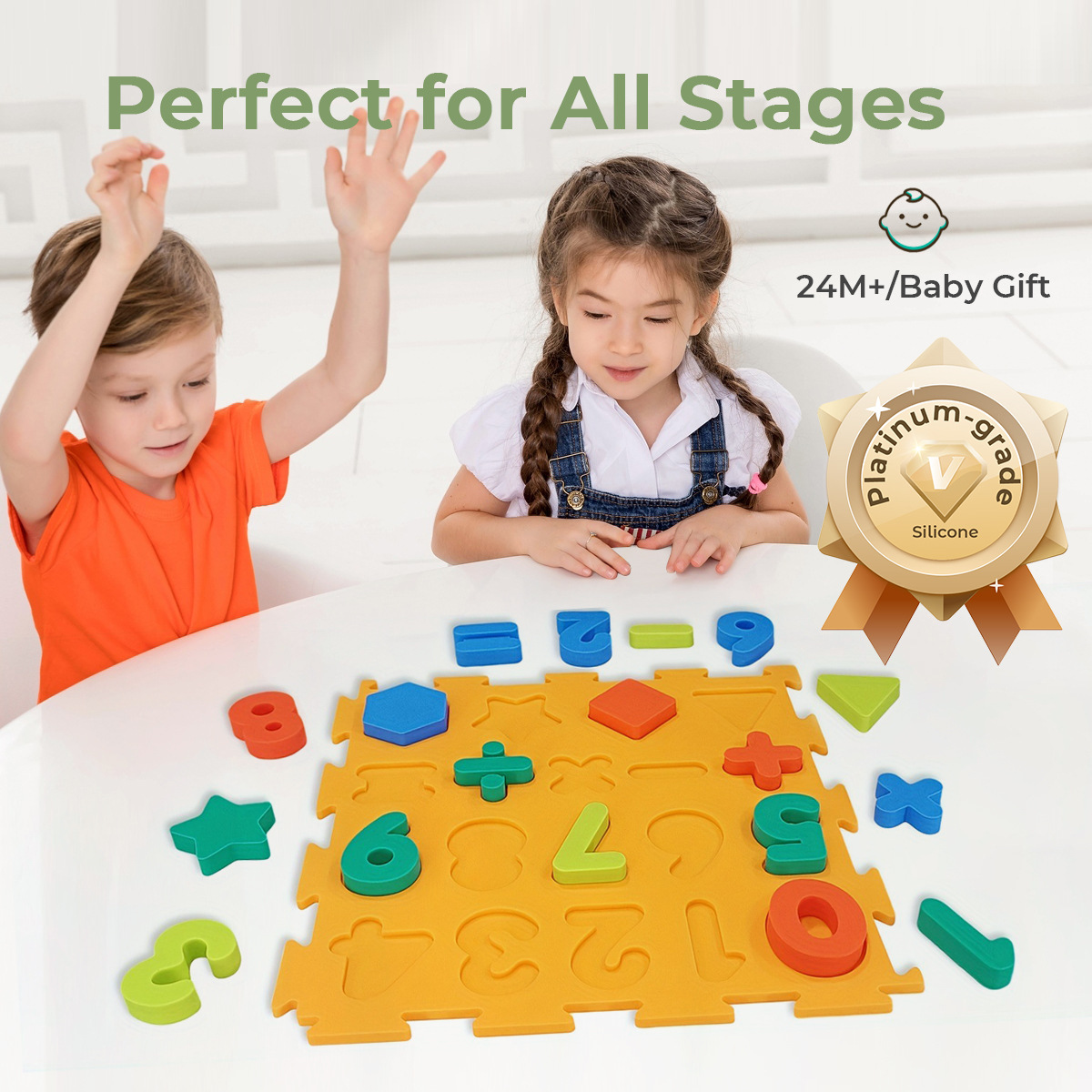 硅胶按摩垫儿童感统训练器拼接数字指压板多功能触觉益智感官垫图