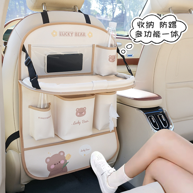 汽车椅背桌板收纳袋创意多功能车载垃圾桶可爱卡通汽车内饰置物袋                              细节图