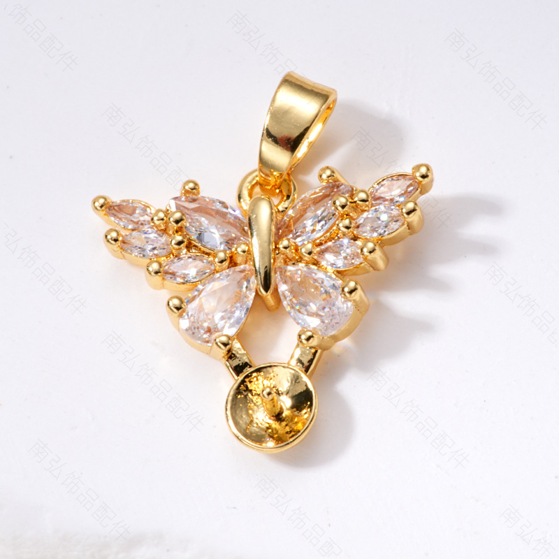 Pearl ring, earneedle pendant, three-piece set, empty stand, heavy butterfly design, high-end feel, DIY light luxury, high-end feel Application Scenario