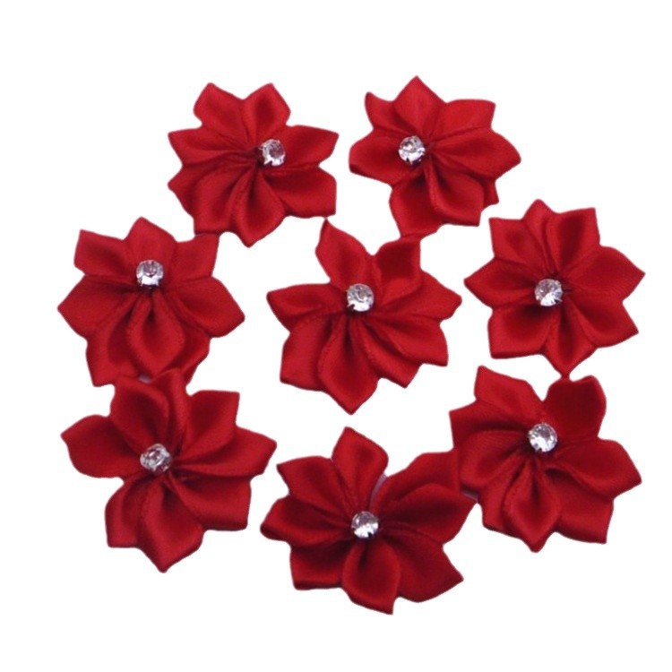 3CM DIY headwear with diamond-encrusted rose flowers, handcrafted fabric with diamond-encrusted 9-cornered small flowers, clothing accessories, ornaments and accessories Item Picture