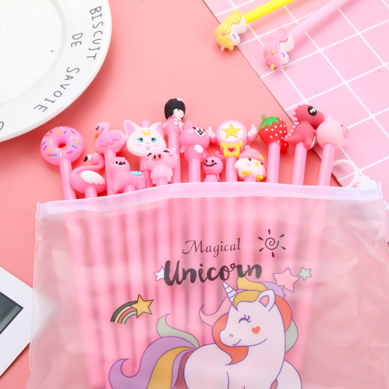A new and cute cartoon creative black pen for students, a super adorable cartoon gel pen set for girls Application Scenario