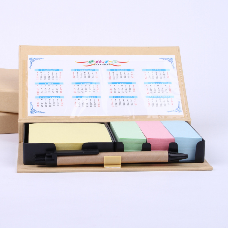 The new office kraft paper combination note box eco-friendly stationery set can be used as a logo sticky note gift box details Picture
