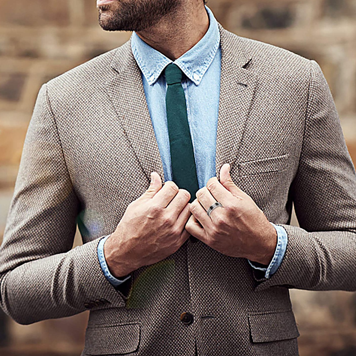 Amazon's best-selling titanium steel jewelry, European and American men's and women's rotating stress-relieving rings, rotating chain rings, sandblasted jewelry Specification image