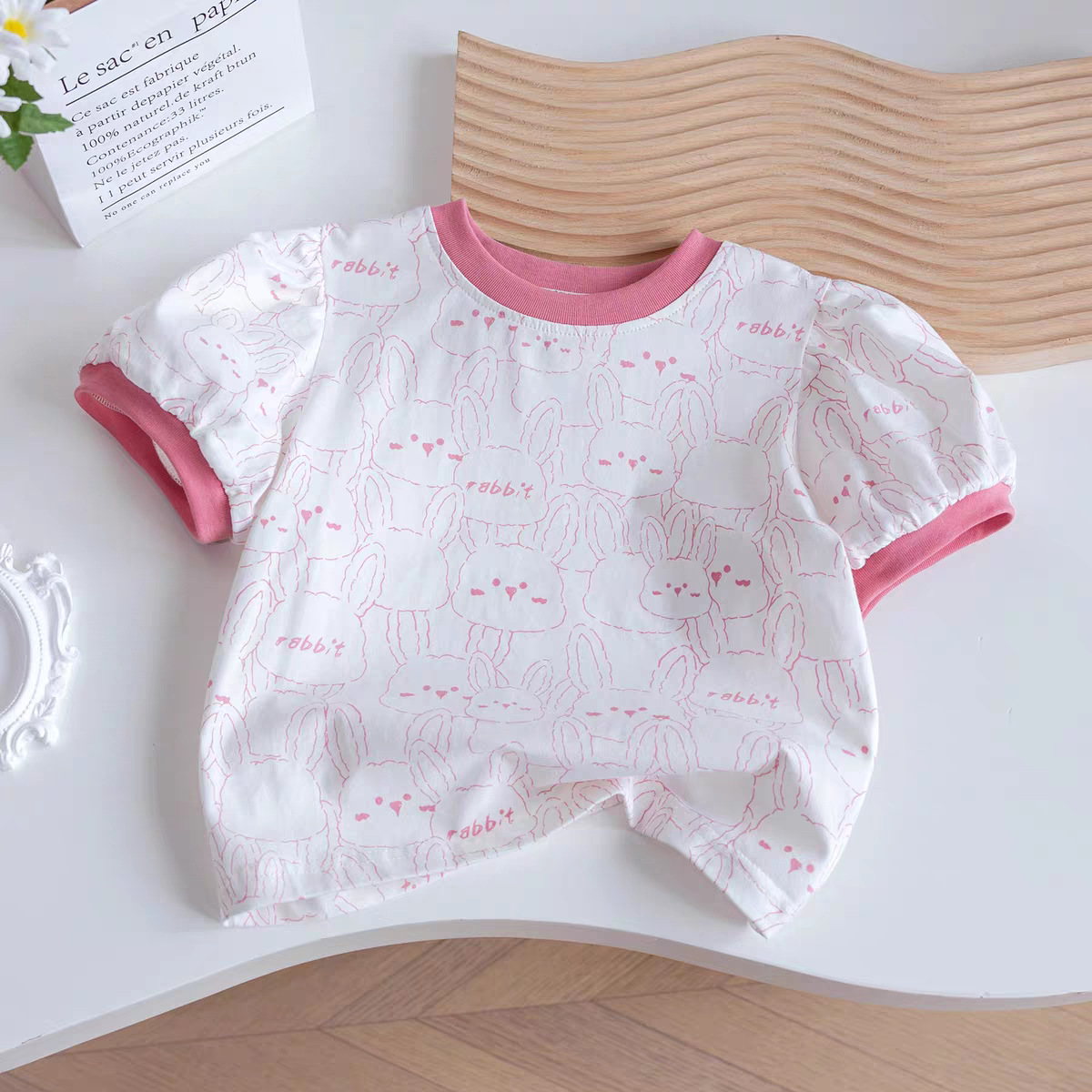 The Girl 2025 new Summer children's short-sleeved T-shirt is stylish and versatile. It's a cartoon-printed summer dress with a round neck and half sleeve details Picture