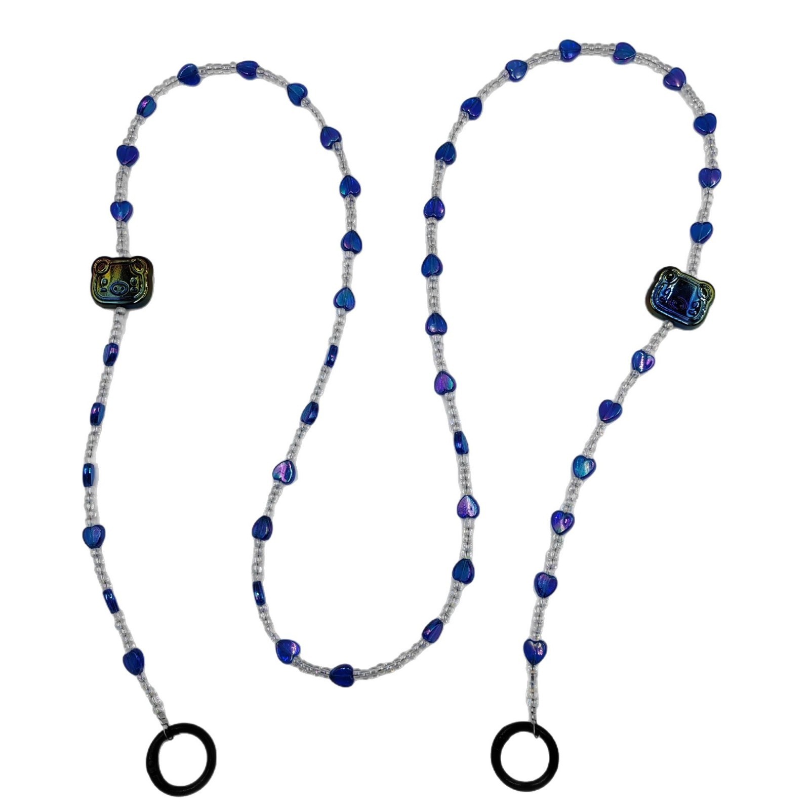 Korean-style bag cartoon pendant, acrylic handcrafted heart-shaped beaded phone case, crossbody chain accessory, niche girl Item Picture