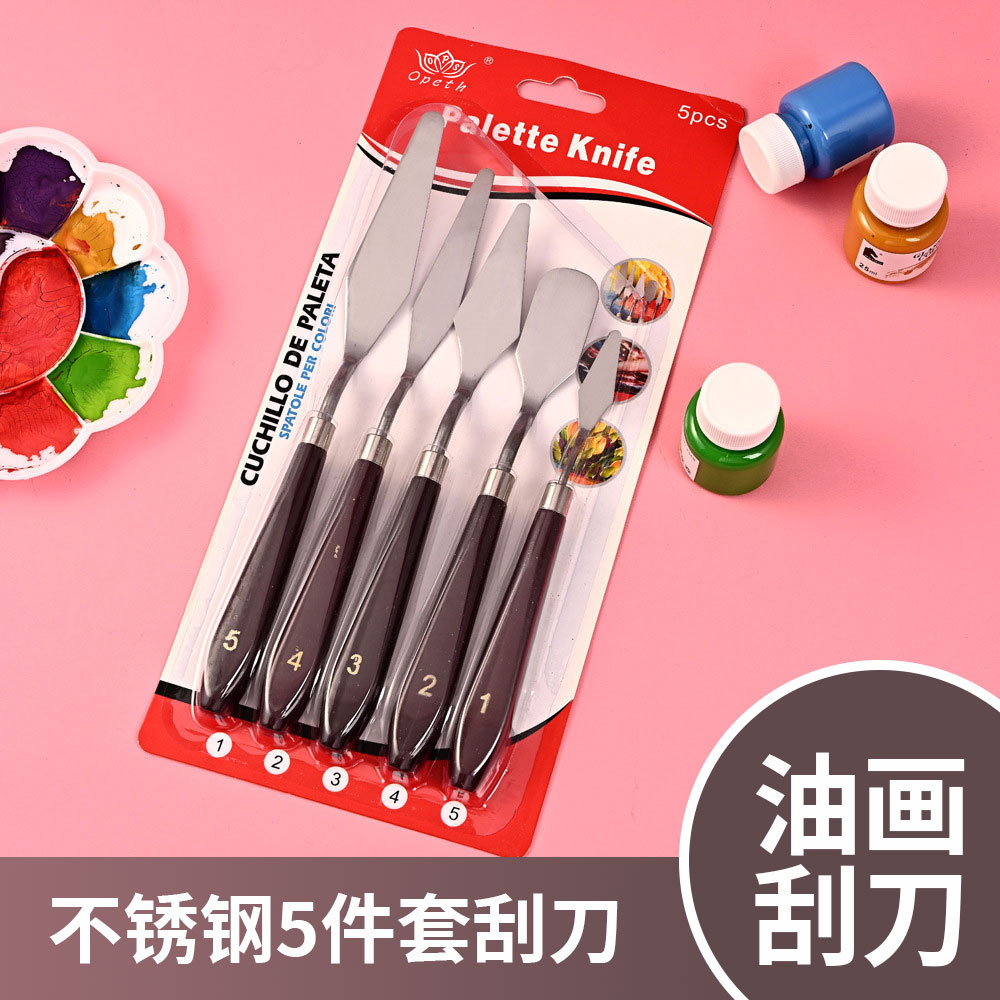 Cross-border Amazon 5-piece oil Painting scraper set, Color mixing scraper Art acrylic painting 5-piece oil painting scraper set Cross-border Amazon 5-piece oil Painting scraper set, Color mixing scraper Art acrylic painting 5-piece oil painting scraper set