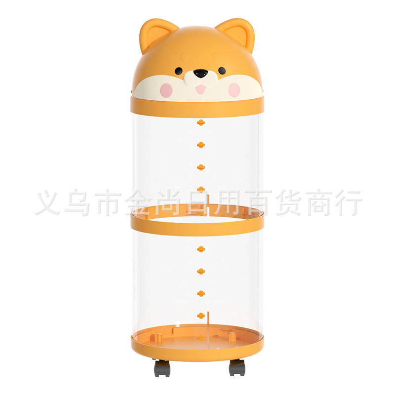 Cartoon dog pulling doll storage bucket, transparent zipper, layered and multi-layer, high appearance level household plush toy storage basket Specification image