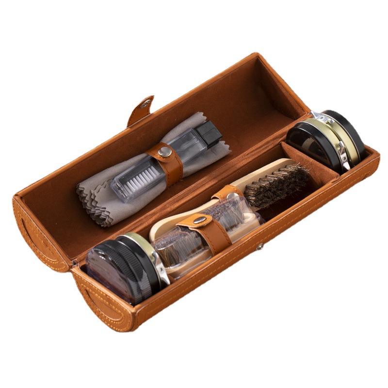 Factory direct supply shoe polish sets, shoe polish brushes, genuine leather shoes, travel shoes, black colorless shoe polish and maintenance oil sets Item Picture