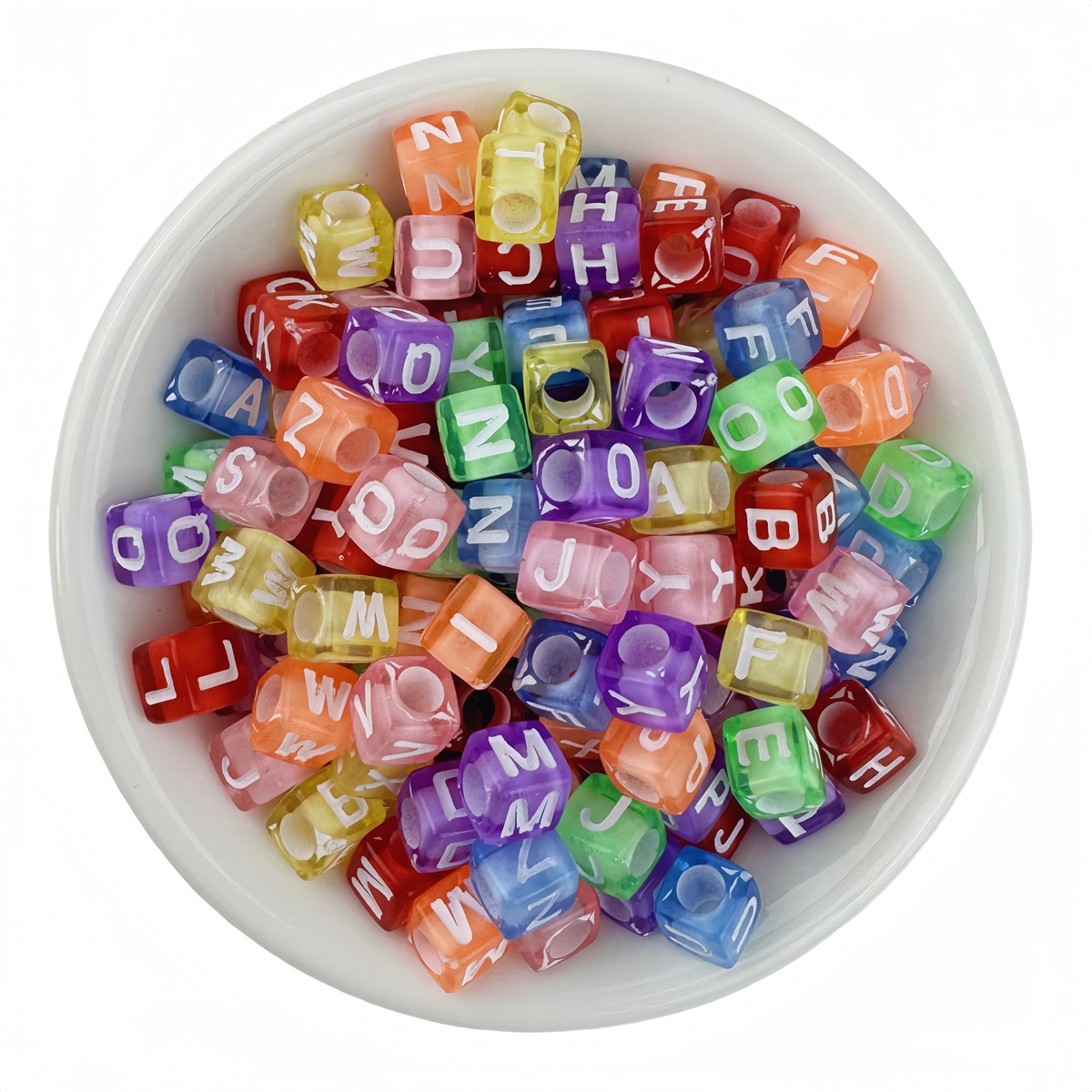 6*6mm方形单字母珠亚克力珠子散珠串珠手工材料DIY配件字母串珠