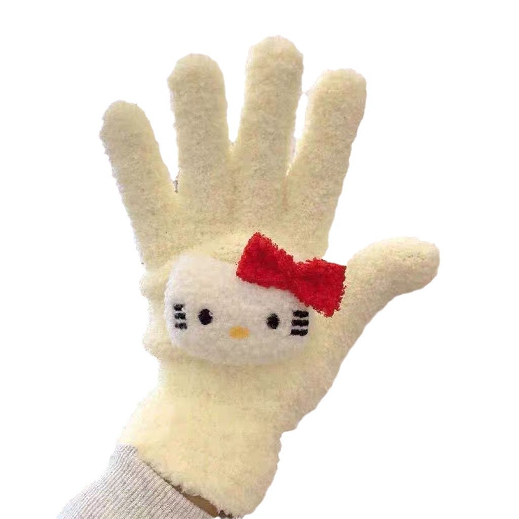 New cute little beaver plush gloves, coral fleece student cycling finger cartoon gloves for men and women, warm in winter Item Picture