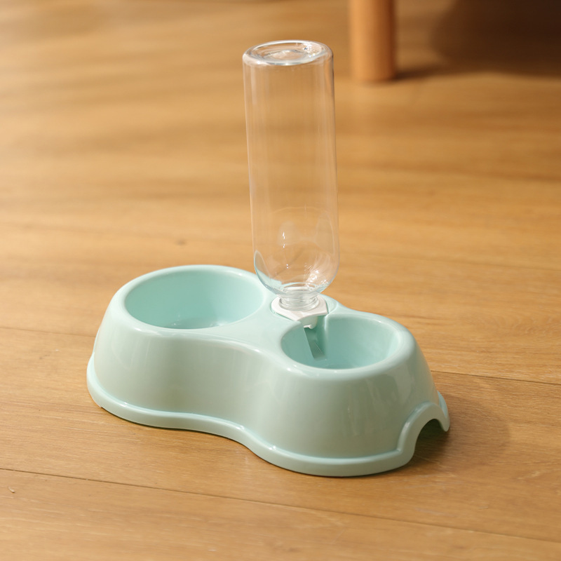 Double bowls of pet food supplies, water and food bowls, dog and cat bowls, anti-knock drinking water bowls, cat food bowls, one-piece consignment Application Scenario
