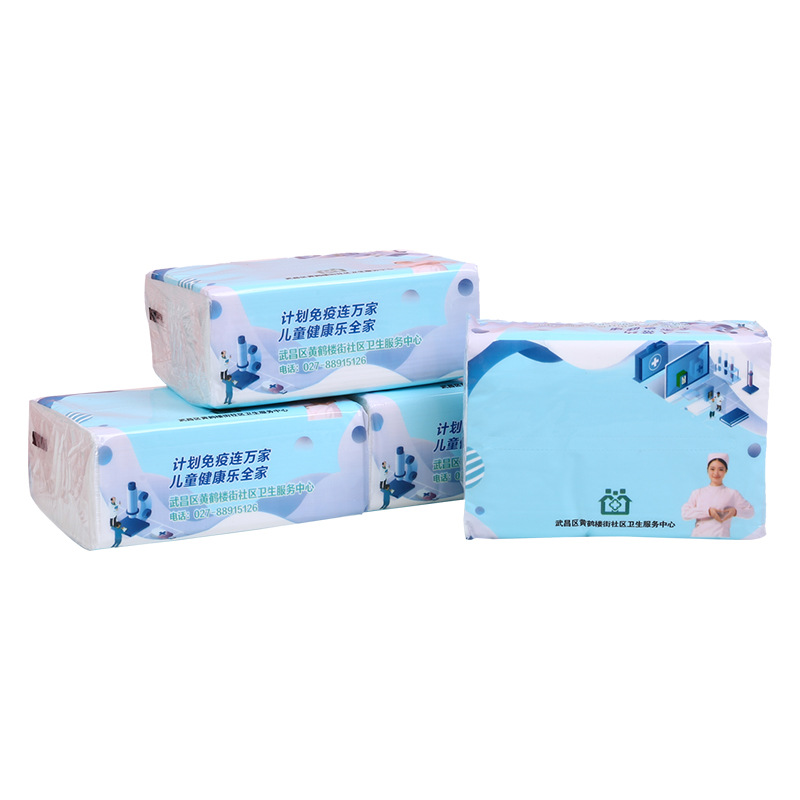 Original wood pulp plastic soft package pull-out facial tissues, promotional soft tissue tissues, bank commercial advertising tissues, customized Item Picture