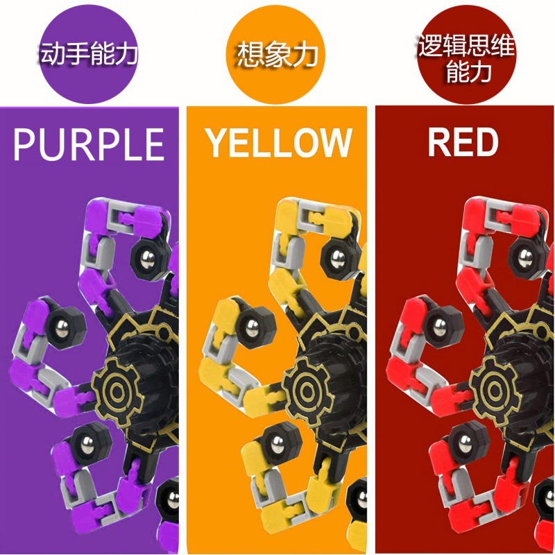 Fingertip mechanical gyroscope Cross-border Douyin versatile educational diy stress-relieving chain transformation robot gyroscope toy Item Picture