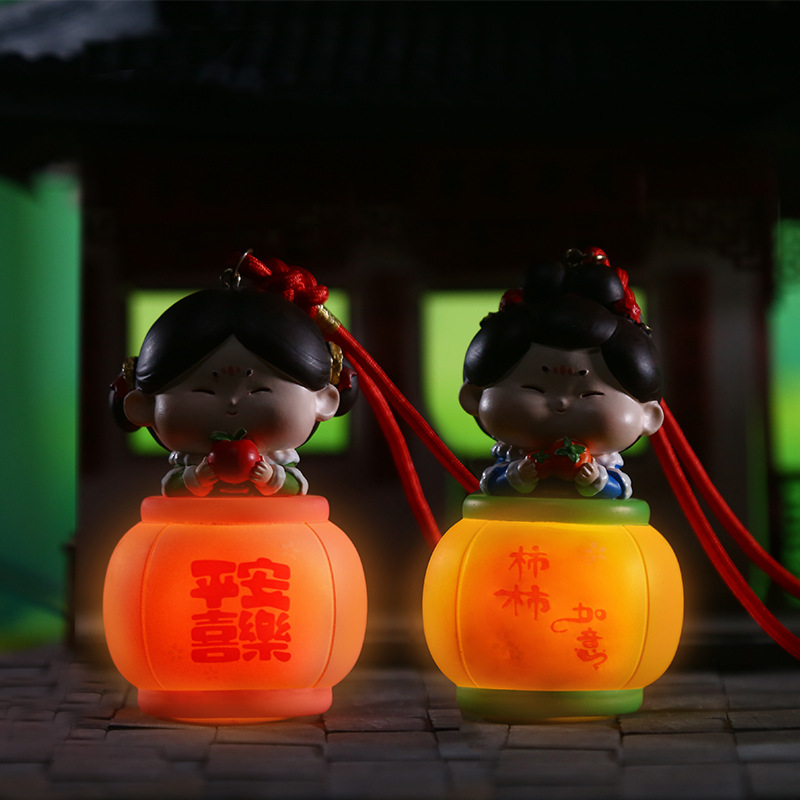 唐小糖花灯唐仕女西安可爱车载挂件小灯笼娃娃好运摆件小礼品产品图