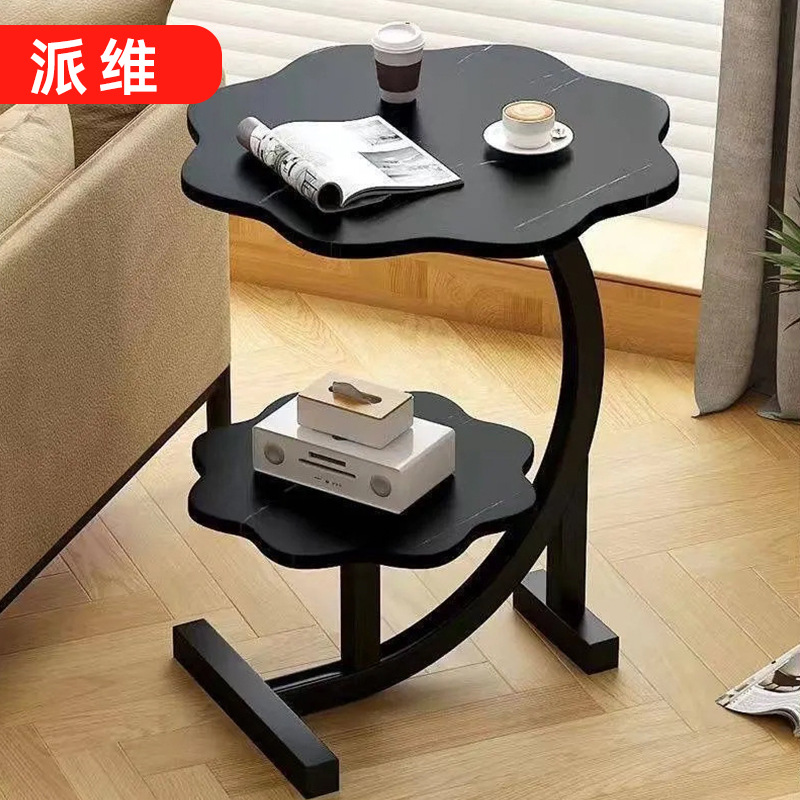 Cross-border living room sofa, double-layer side table, household balcony leisure tea table, bedroom bedside simple petal coffee table wholesale