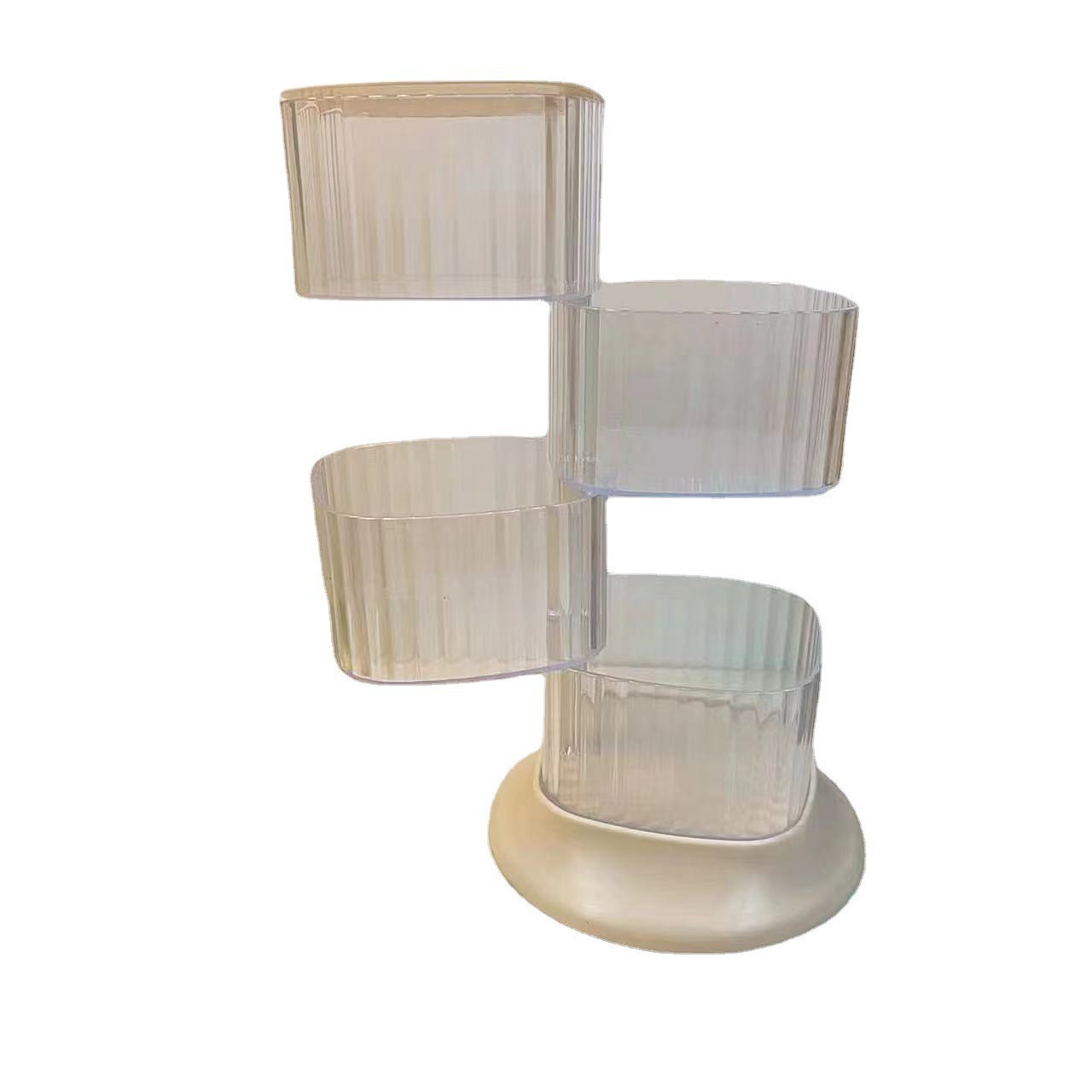 The storage box is a set of multi-layer rotating jewelry powder puffs with high appearance standards, a desktop multi-functional transparent organization box Item Picture