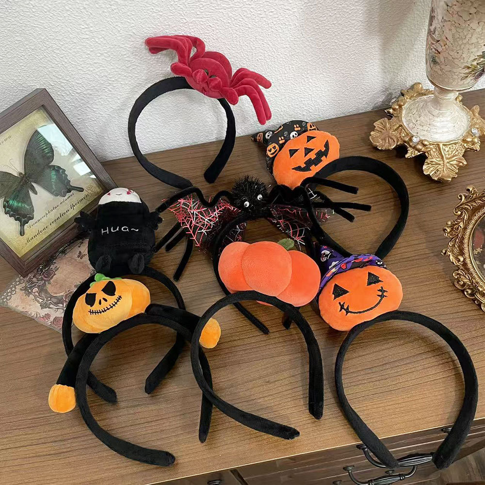 Halloween headwear decoration: Devil horns, bat wings, hairbands, pumpkin, spider, funny hairpins, headbands, and hair accessories details Picture