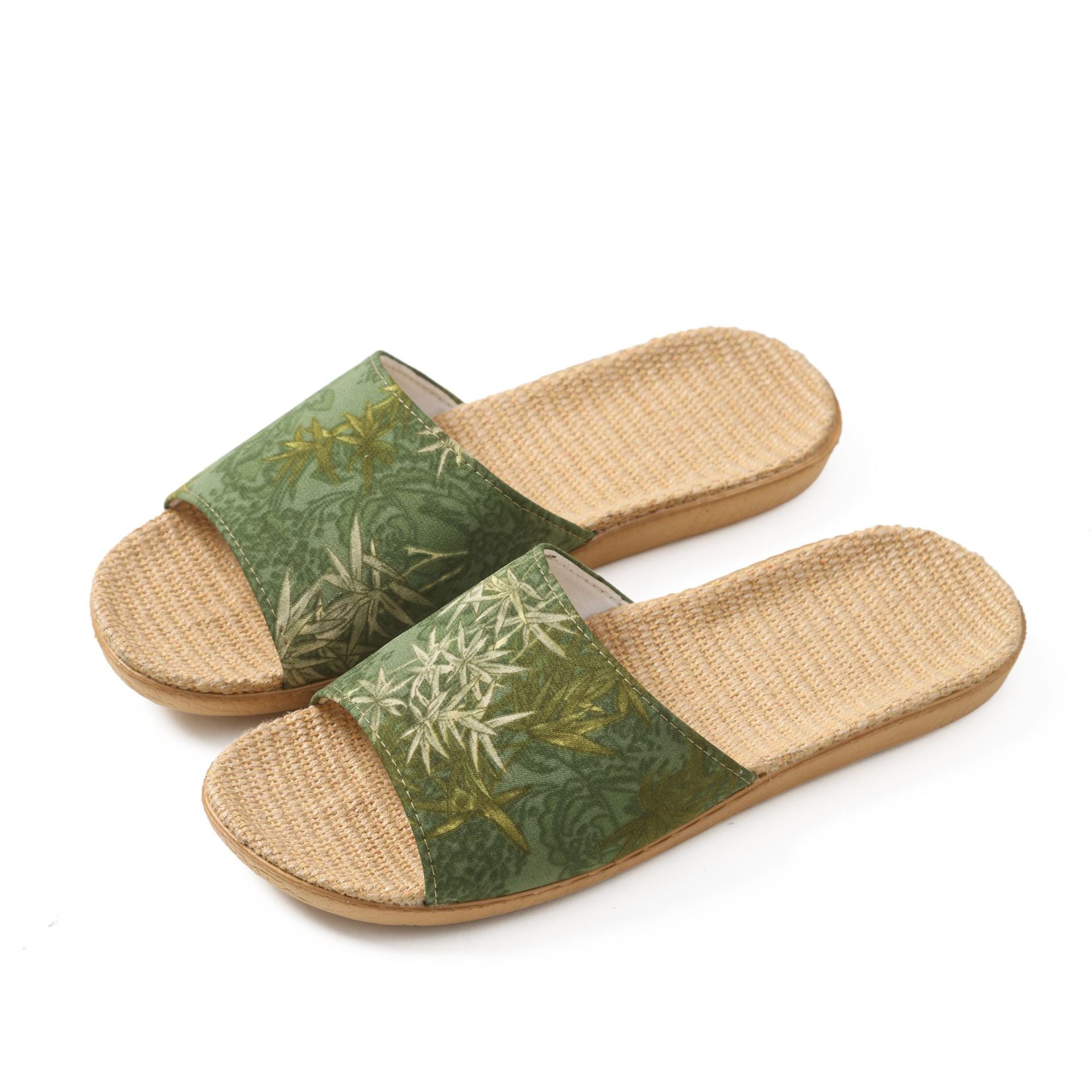 国潮新款竹子布艺新款亚麻拖鞋女室内软底防滑家居凉拖鞋细节图
