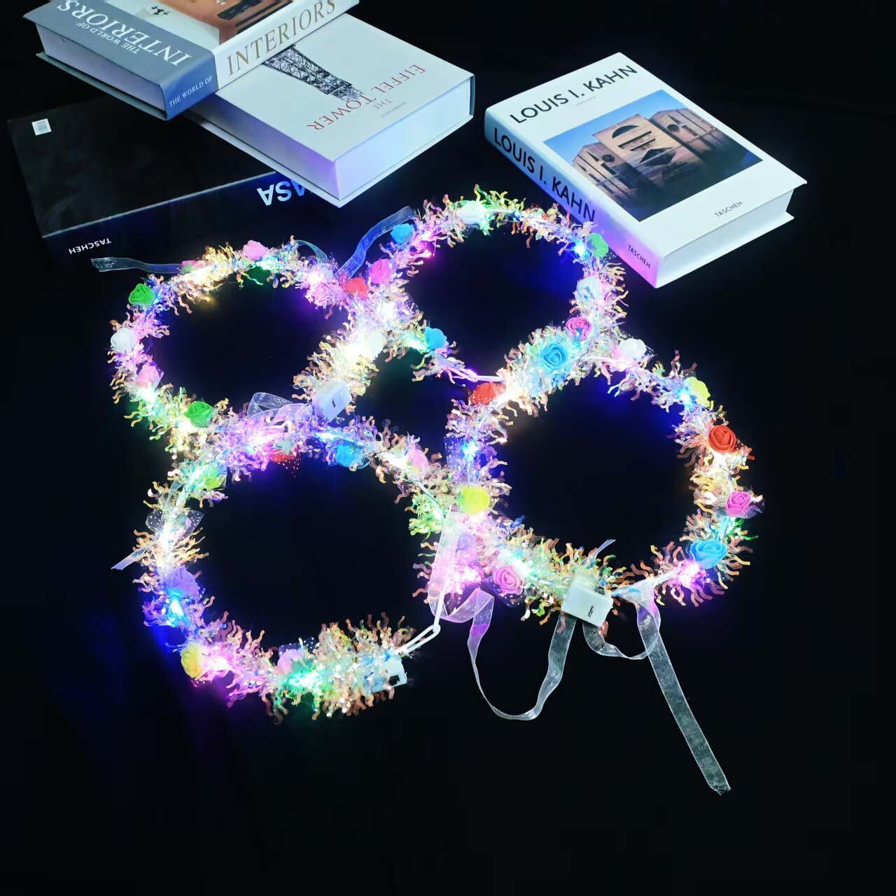Dazzling 10-light golden thread flower Global Travel Scenic area ground promotion factory direct sales luminous hair band flower wreath Festival headwear Specification image