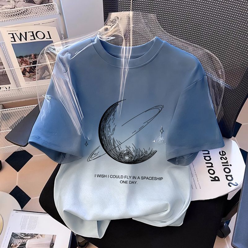 New summer boys' pure cotton short-sleeved T-shirt, tie-dyed stylish boys' gradient top, children's half-sleeved T-shirt Specification image
