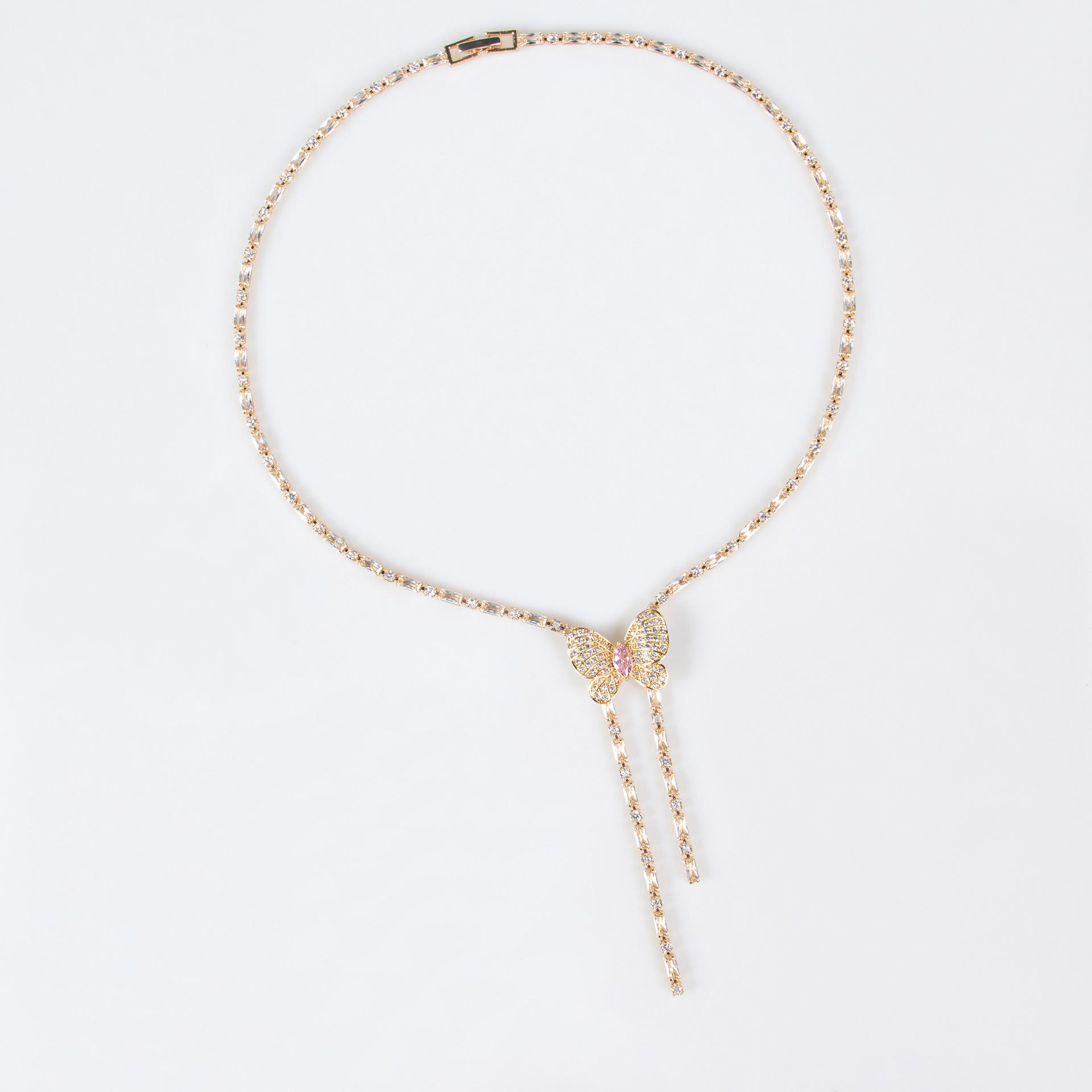 Cross-border new Xiaohongshu Super Fairy Butterfly tassel necklace, light luxury Butterfly Fairy long earrings set wholesale LYTJ30417 Getisa Jewelry and Accessories wholesale Item Picture