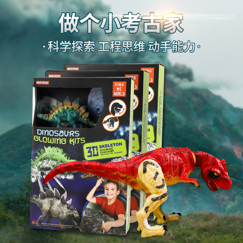 新款大号考古挖掘恐龙模型 DIY拼装恐龙骨架儿童科教玩具跨境
