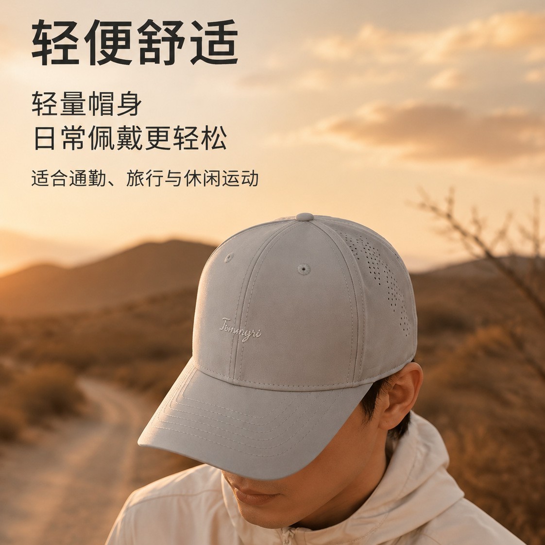 Outdoor sports caps for spring and summer, perforated, fashionable, breathable, sun-protective, letter-embroidered solid color, quick-drying baseball caps Application Scenario