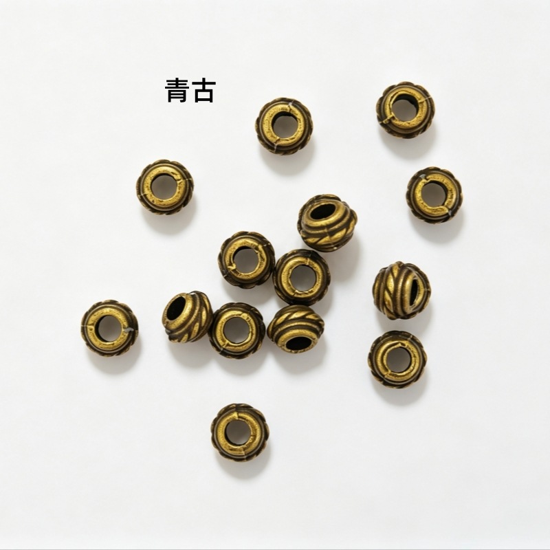 DIY handcrafted crystal rope bracelet with multi-color retro alloy large-hole wound beads, loose beads accessories, loose beads and string beads Specification image