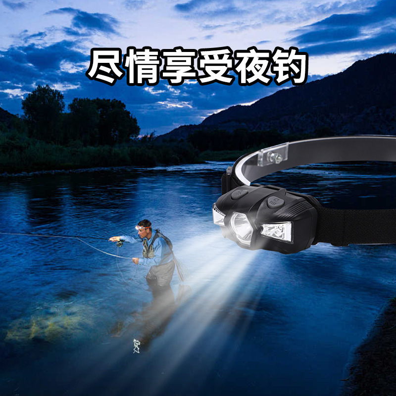 Cross-border multi-functional mini dual-source strong headlamp, battery-powered headlamp, LED outdoor fishing lamp, head-mounted Specification image