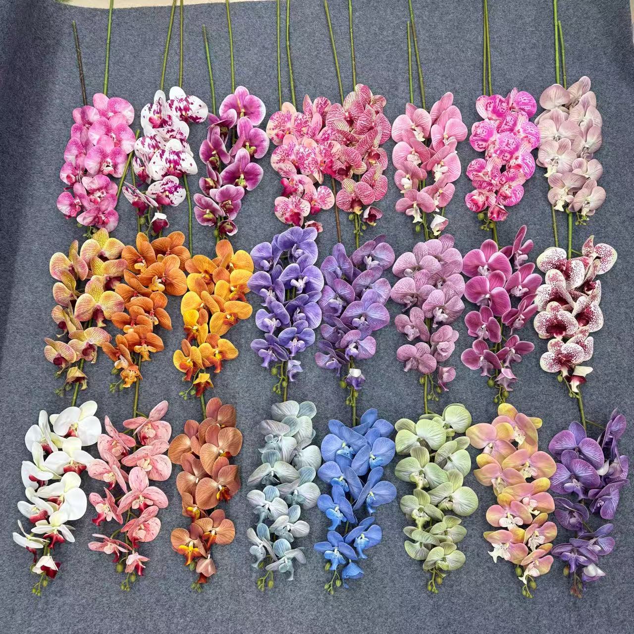 9头胶片蝴蝶兰仿真花假花轻奢高级感手感蝴蝶兰家居装饰玄关摆件