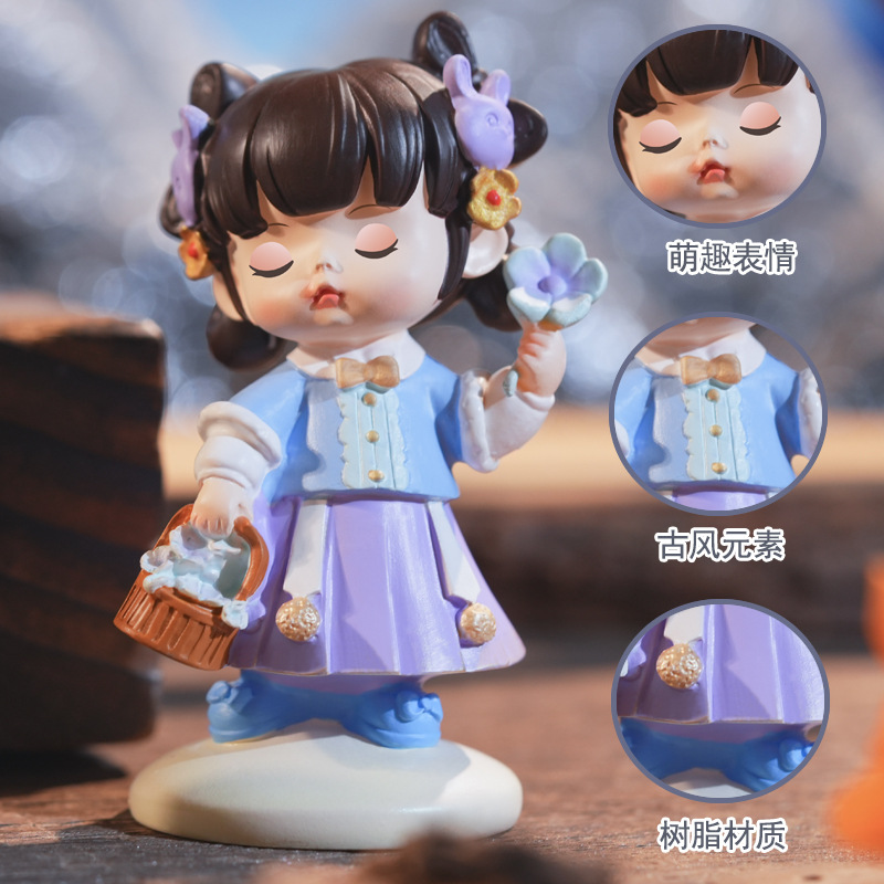 Ancient charm, traditional Chinese trend, cute Annie office desk decoration, girls' decorative item, resin handicraft Application Scenario