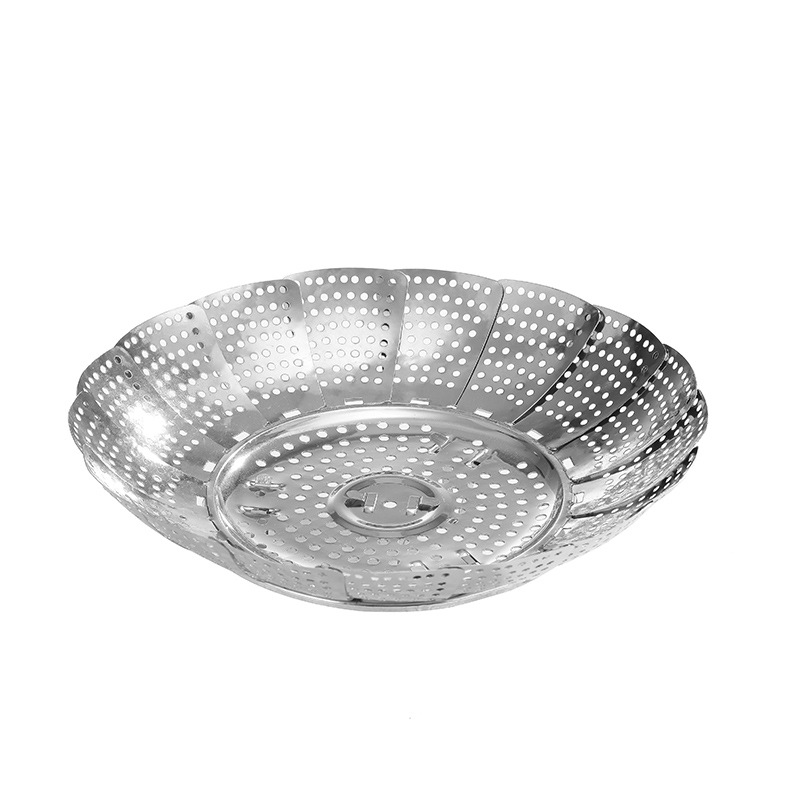 Household kitchen stainless steel three-legged steamer tray, extendable and foldable steamer tray, steaming rack, multi-functional fruit plate Item Picture