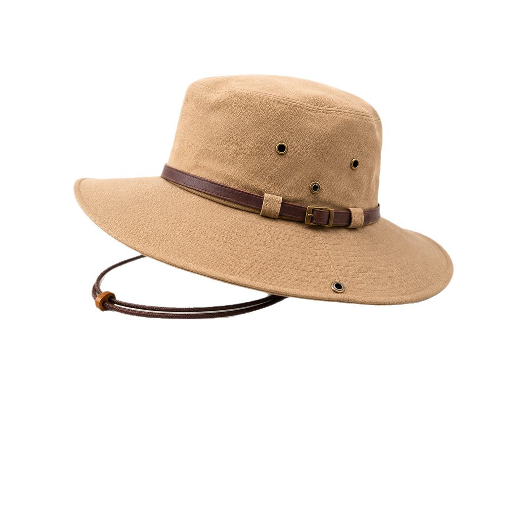 Customized double-sided fisherman hats with embroidered large brim sun protection basin hats, versatile sun hats for both men and women, cross-border export factory wholesale Item Picture