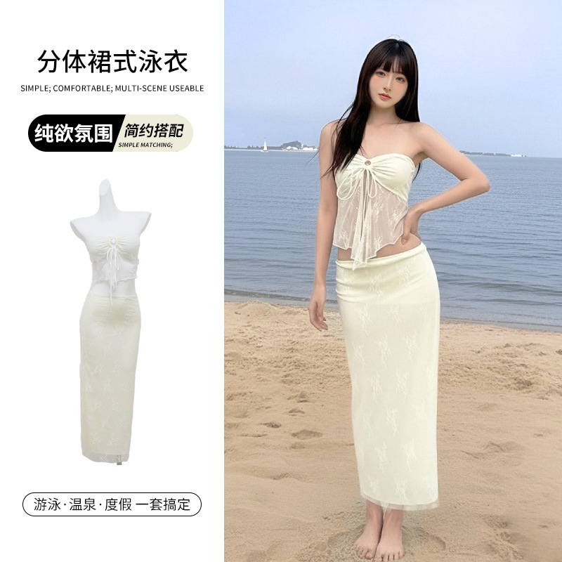 2026 New Goddess Sexy Swimsuit, slimming and charming for women, Island vacation photo Sexy lace strapless three-piece swimsuit 125218