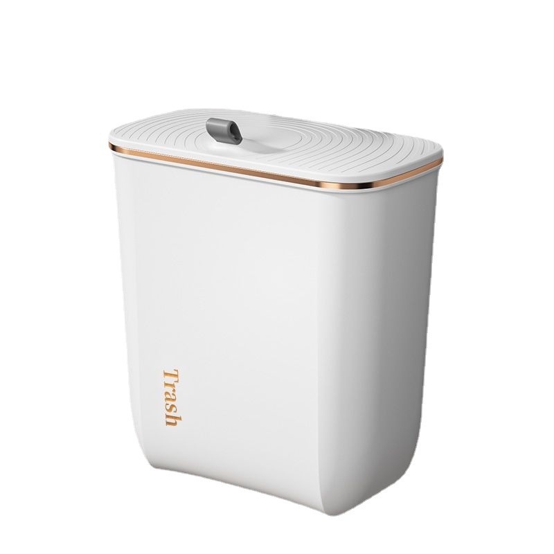 Kitchen trash can wall-mounted, household high-appearance-level trash can, no bending over, bathroom with lid, large-capacity kitchen waste paper basket Item Picture