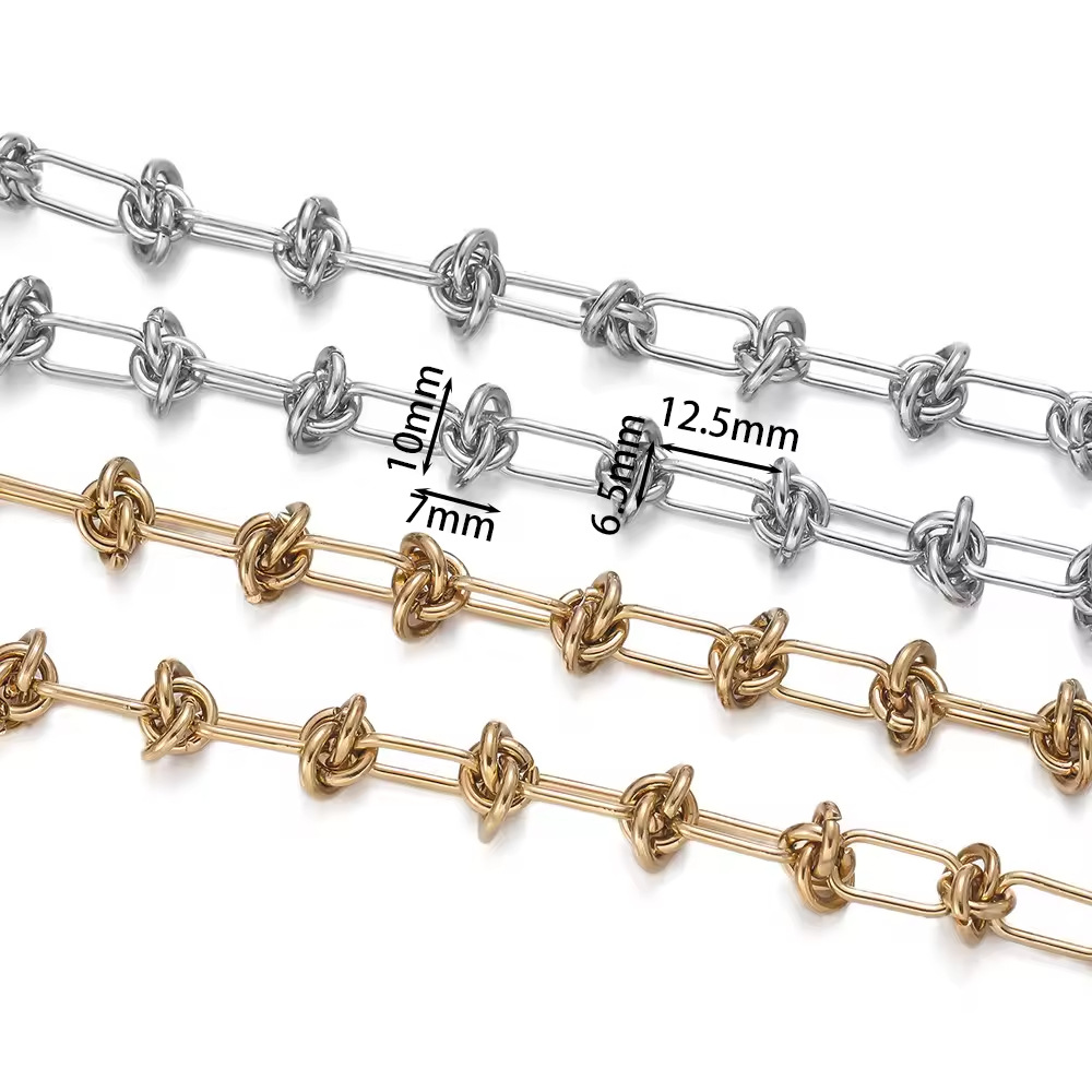 Cross-border best-selling stainless steel rope knot chains, thick chains, knotted chains, hip-hop bracelets, necklaces, diy jewelry accessories wholesale details Picture