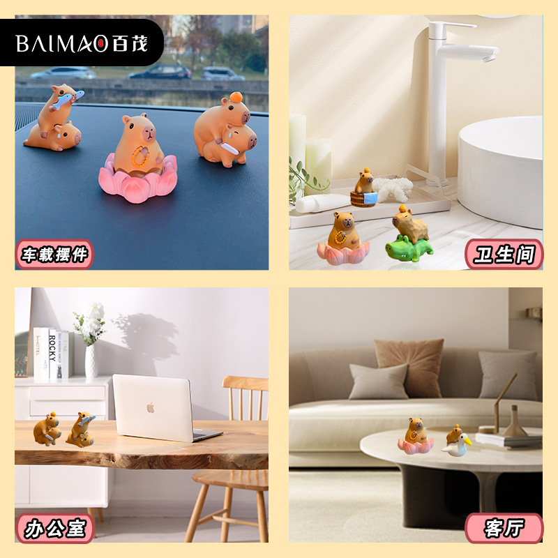 Original Capibara Capybara resin decorative items for women, creative and trendy car center console display furniture, and desktop decorations Specification image